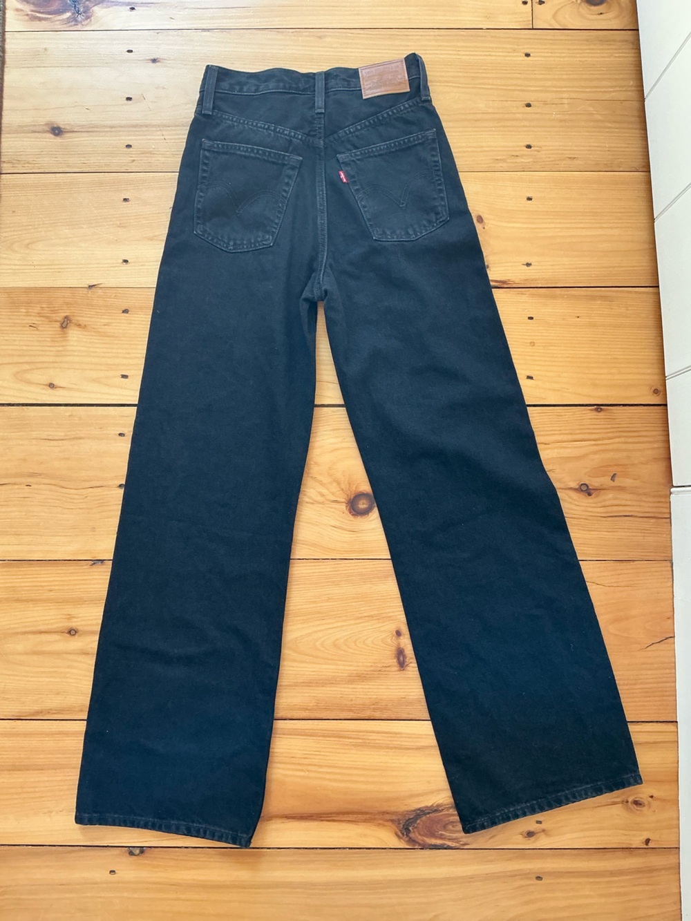 Levi's Premium Ribcage Wide Leg Jeans Black Wash Sz 25 W25 L32